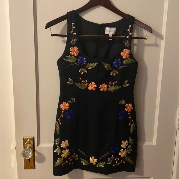 alice mccall embroidered dress B Young ByHanla Embroidered Dress Black